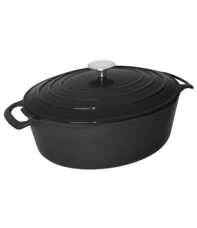 Vogue Braadpan gietijzer ovaal - zwart - 6 liter