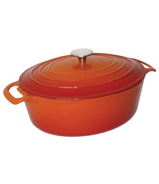 Vogue Braadpan gietijzer ovaal - oranje - 4 liter