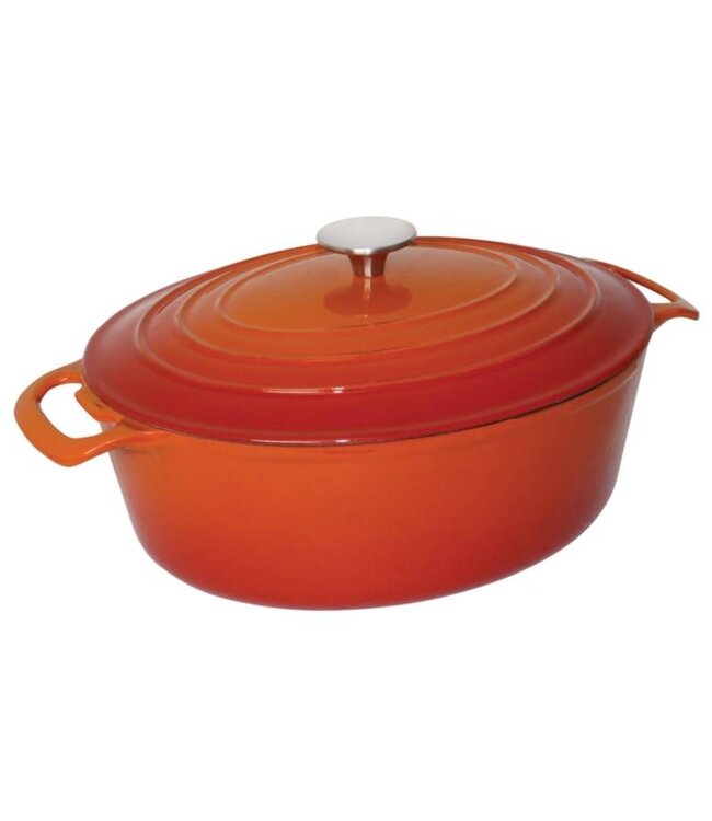 Braadpan gietijzer ovaal - oranje - 4 liter