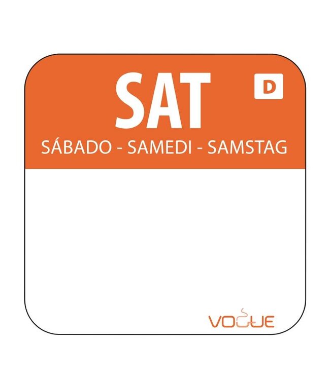Weekdag sticker - oplosbaar - zaterdag