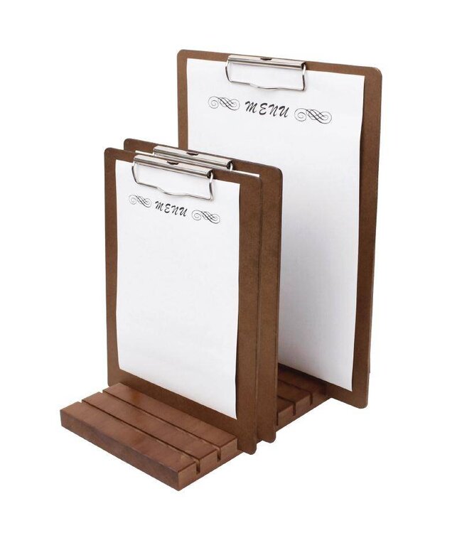 Menu klembord donker hout-look - A4