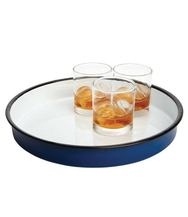 Dienblad rond - blauw en wit - Ø32cm