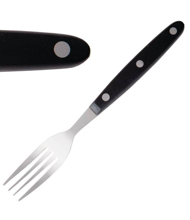 Steakvork - zwart kunststof heft - per 12 stuks