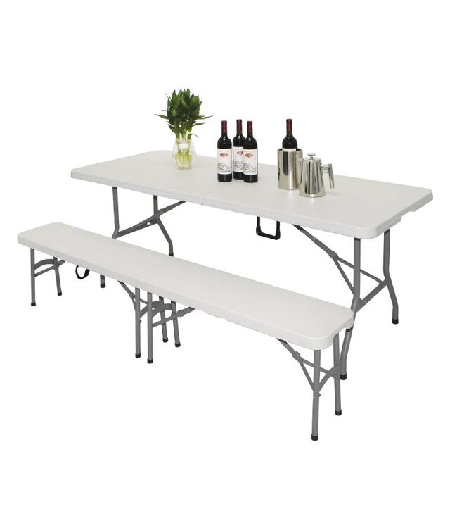 Inklapbare tafel - rechthoekig - met handgreep - wit 183cm