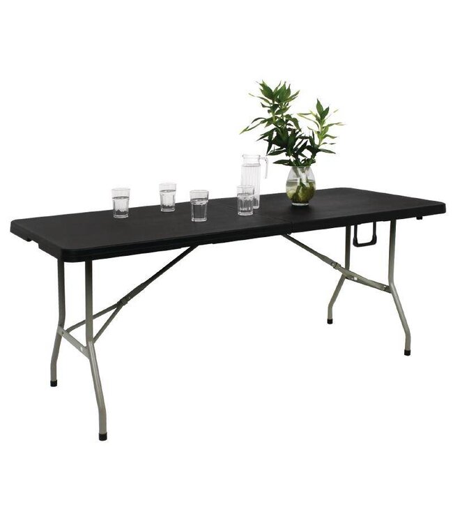 Inklapbare tafel - rechthoekig - met handgreep - zwart 183cm