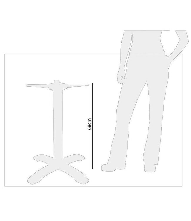 Tafelpoot aluminium - 4 teens - 68cm hoog