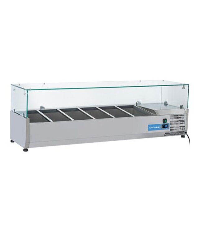 Opzetkoelvitrine met glasopzet | 6x 1/4GN | (B)140x(D)33,5x(H)44cm