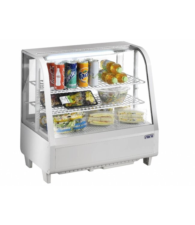 Koelvitrine tafelmodel gebogen ruit | Katrin | wit | 100L | (H)67,5x(B)68,2x(D)45