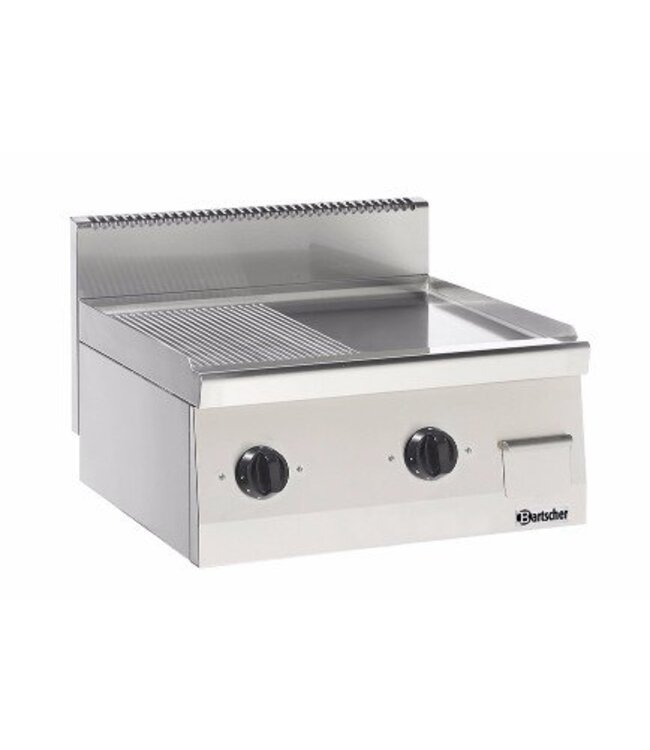 Elektrische grillplaat glad/gegroefd | Bartscher 600 Imbiss | 7,2kW | (H)29x(B)60x(D)60