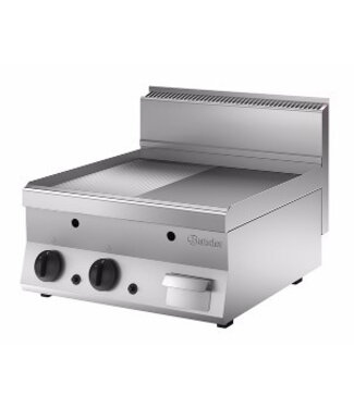 Bartscher Gas grillplaat glad gegroefd | Bartscher 650 snack | propaan | 13kW | (H)47x(B)60x(D)71