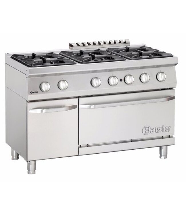 Gasfornuis Bartscher 700 classic - 6 pits - aardgas - met 2/1GN gasoven en kast