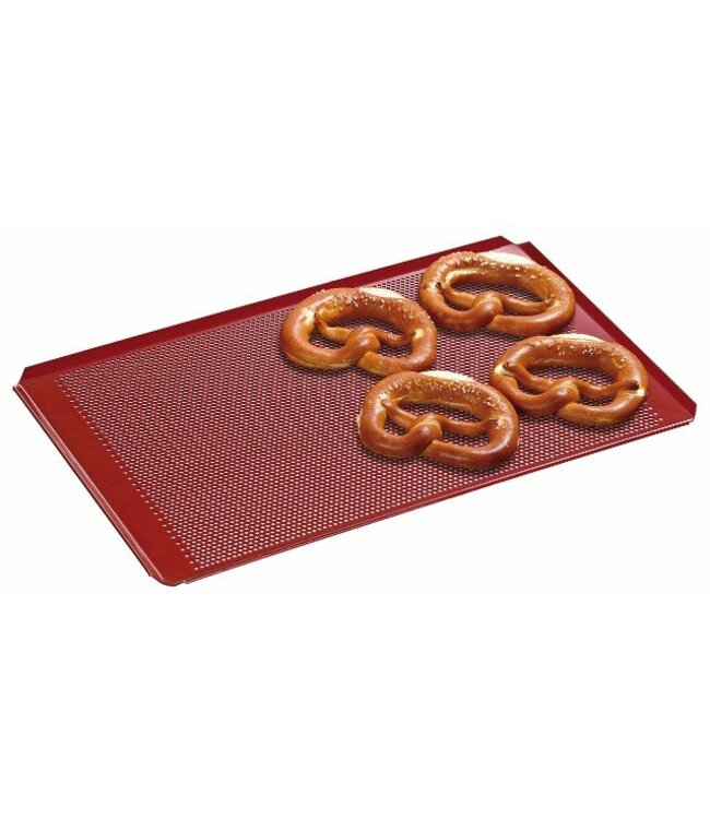 Geperforeerde bakblik met 4 zijranden en siliconencoating - 1/1GN