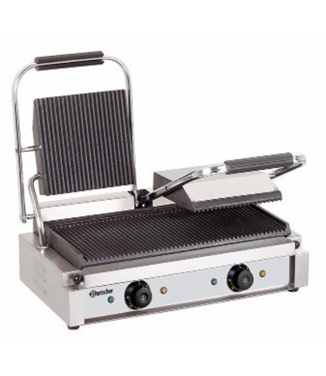 Contactgrill Bartscher | dubbel | geribbeld | 3,6kW | (H)20x(B)57x(D)37