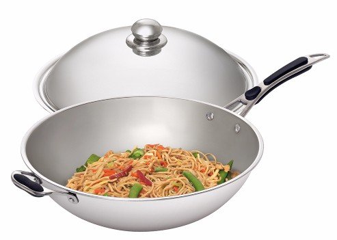 Cheffinger Wokpan met Deksel, Gegoten Aluminium met Marmeren Antiaanbaklaag, Vaatwasmachinebestendig, Geschikt voor Inductie, 5 Liter, 36 cm, Zwart