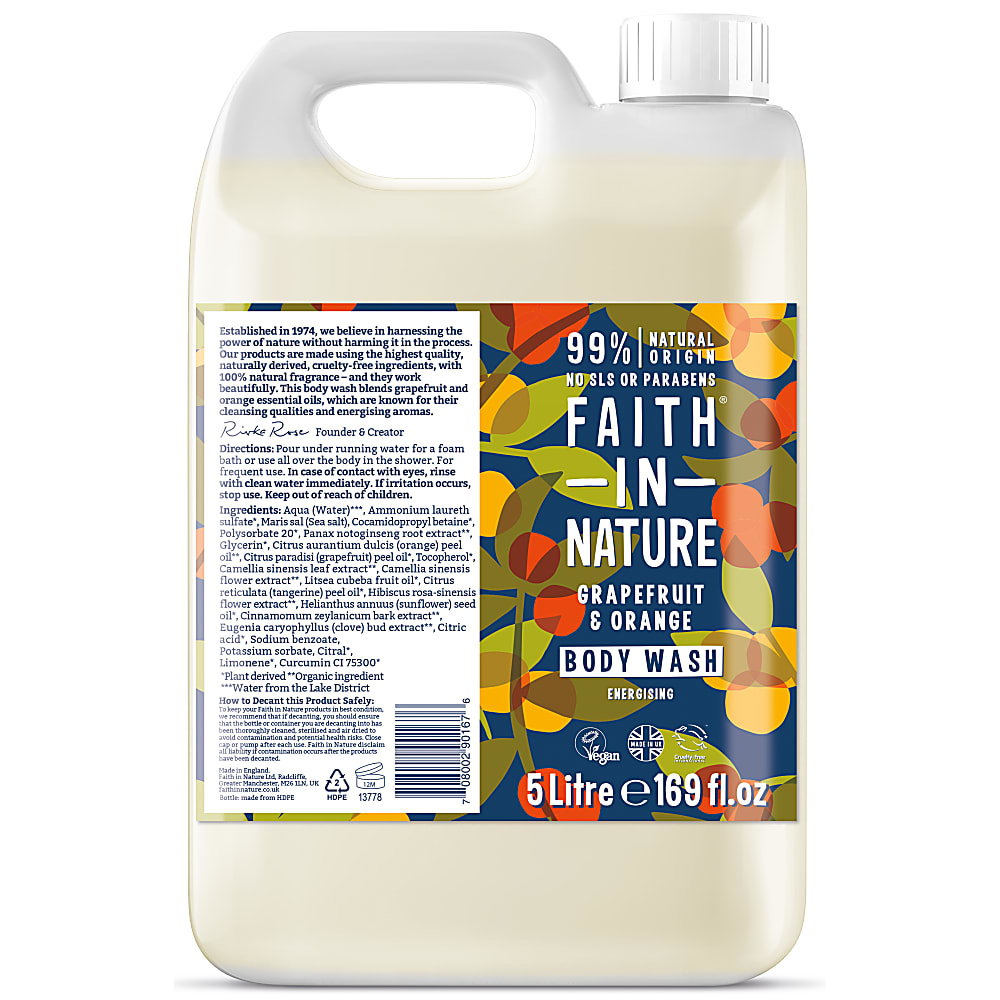 Faith in Nature Grapefruit & Sinaasappel Bad-en Douchegel 5L