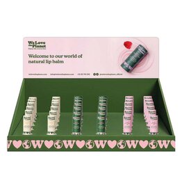 We Love The Planet Counter displays lip balms