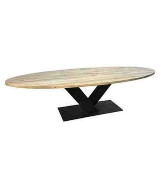 Industriële Ovale tafel | Eiken | V-onderstel | Veghel