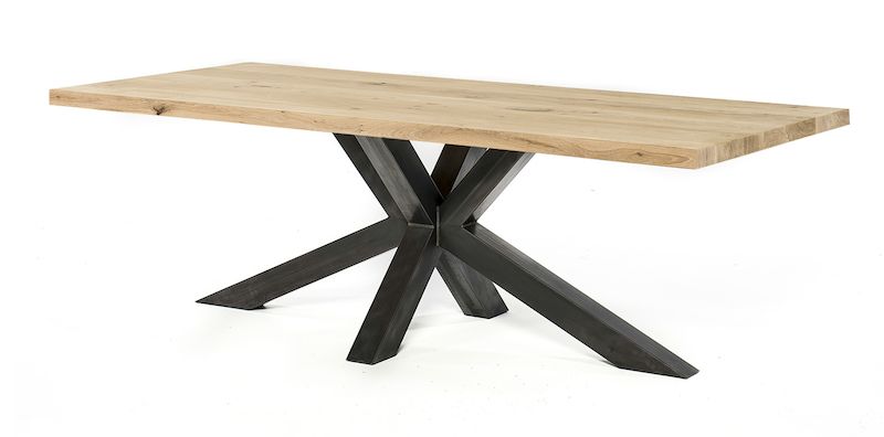 Eiken tafels | stalen onderstel | massief eiken blad