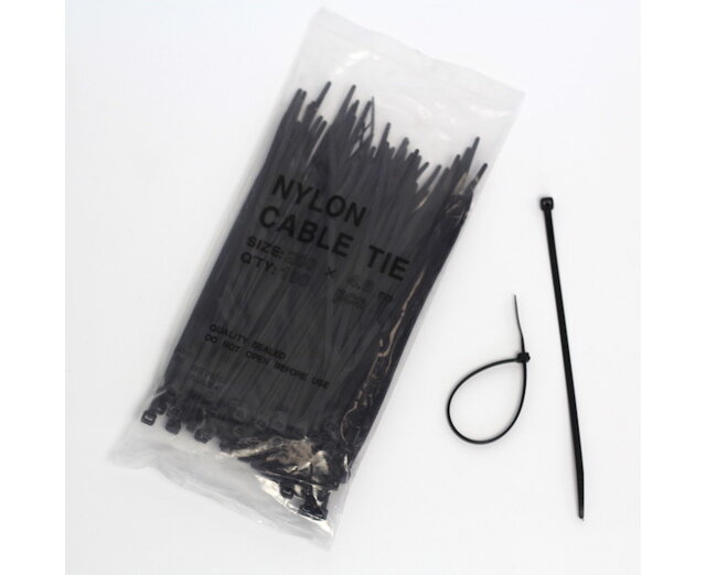 Attaches de câble 4,6 x 200mm (100pcs) - Noir