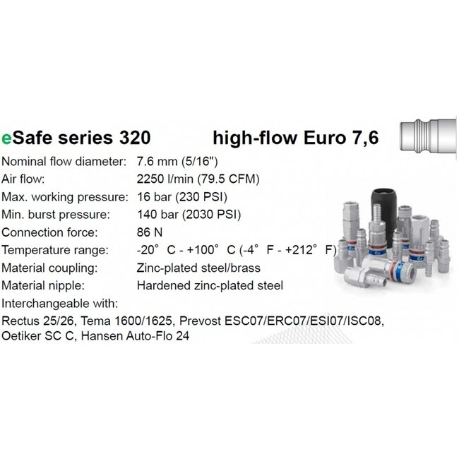 Veiligheidskoppeling 320 eSafe | EURO | Slangpilaar