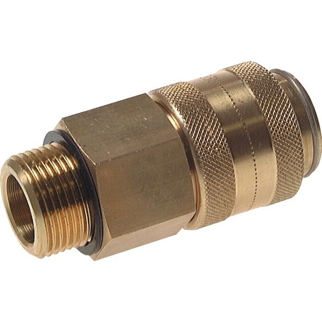 Snelkoppeling NW19 | Messing vernikkeld |BU-draad | 8000 l/min