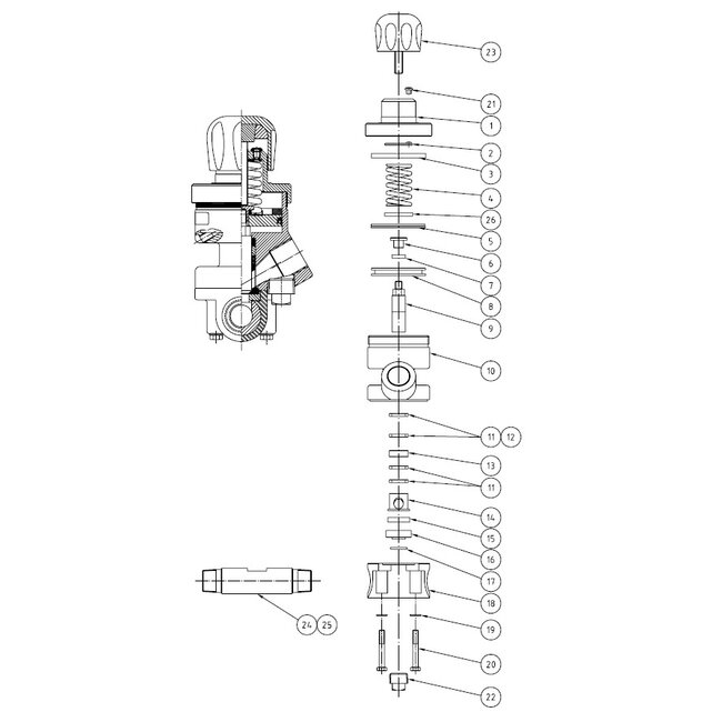 Onderdelen PROFI-THOMPSON I / II | Straalmiddel doseerventiel