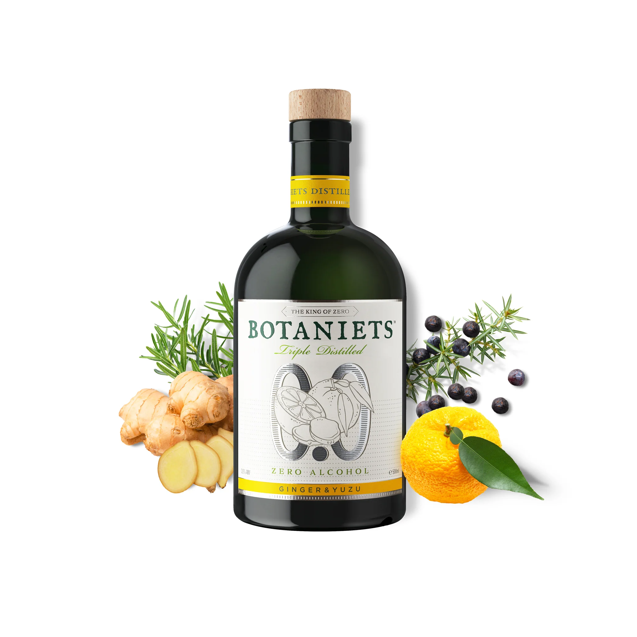 Niets Distillery Botaniets, Distilled Premium Gin, Ginger Yuzu,  Non-Alcoholic Spirit, 0.0%, 50cl