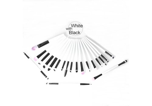 Make-up Brush Set Professional - 20 stuks - White with Black 