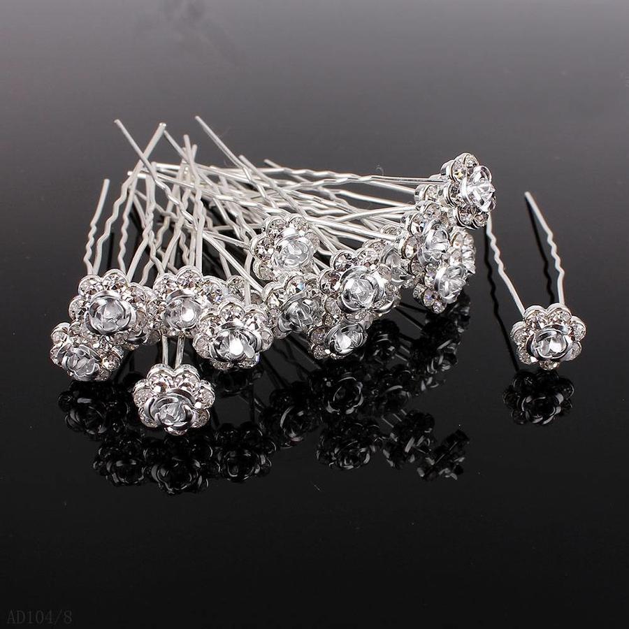 PaCaZa - Hairpins - Zilver Grijs Roosje - 5 stuks - Elegante Bruidsaccessoire-1