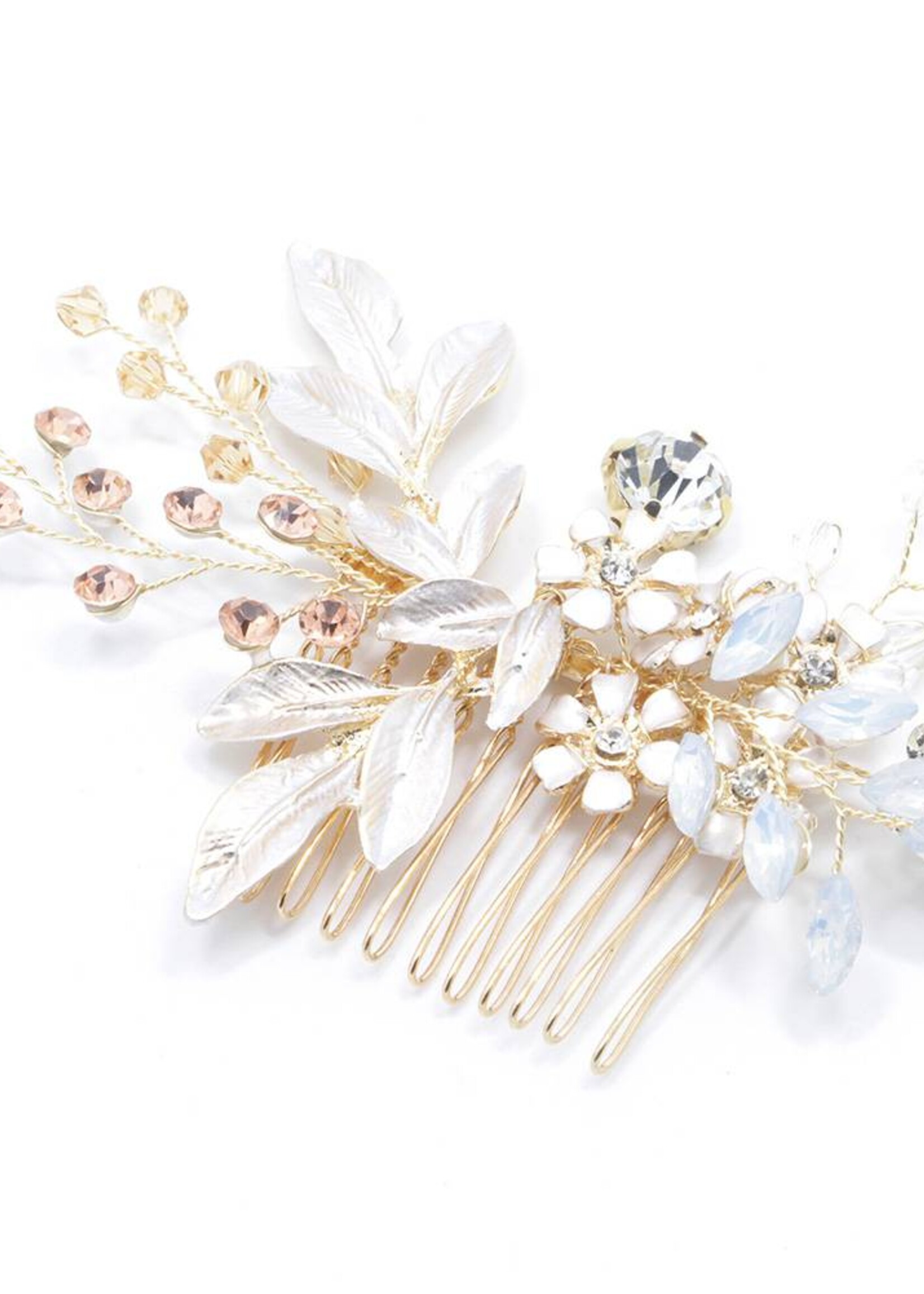 PaCaZa PaCaZa - Goudkleurige Haarkam met Bloemen