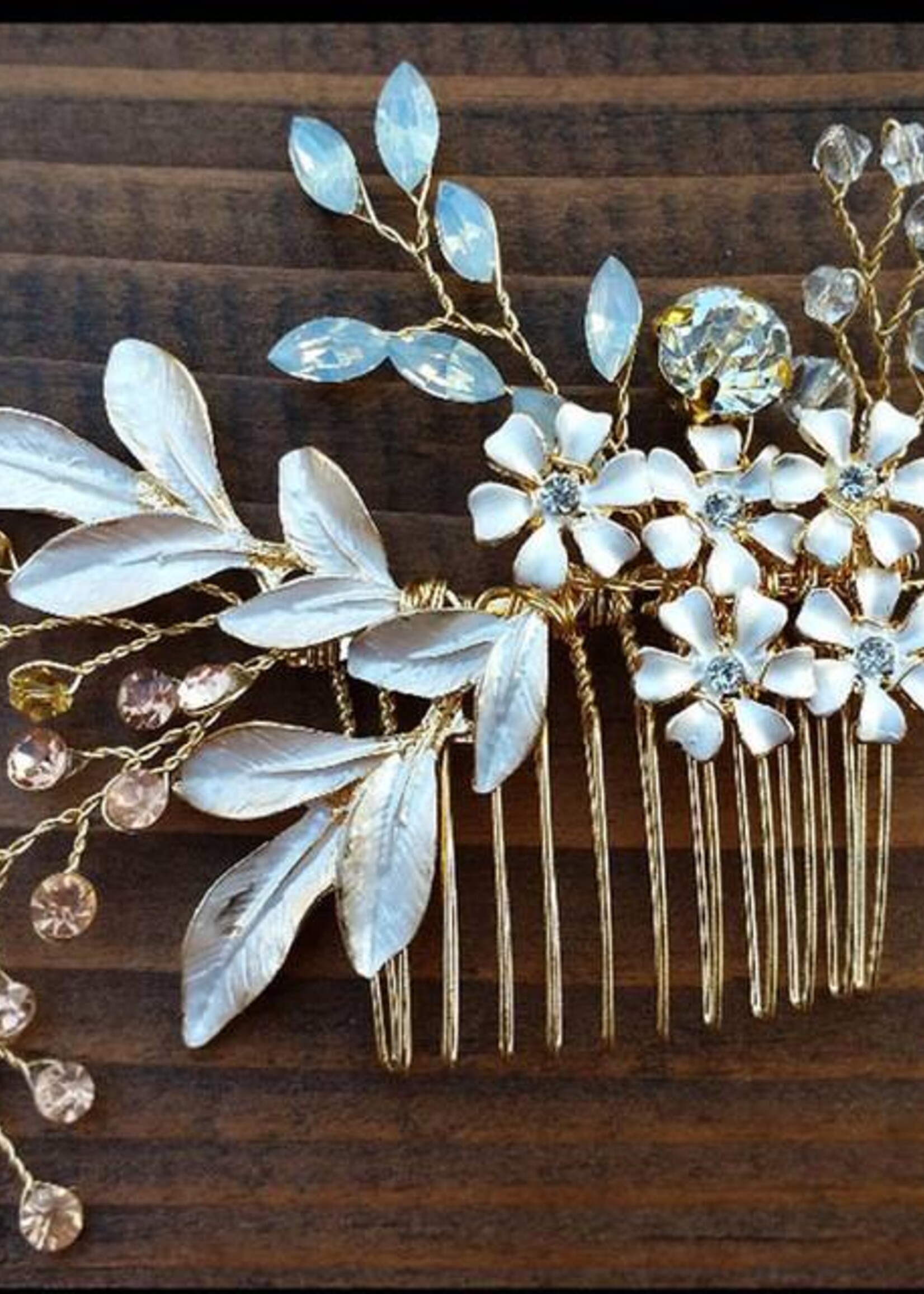 PaCaZa PaCaZa - Goudkleurige Haarkam met Bloemen