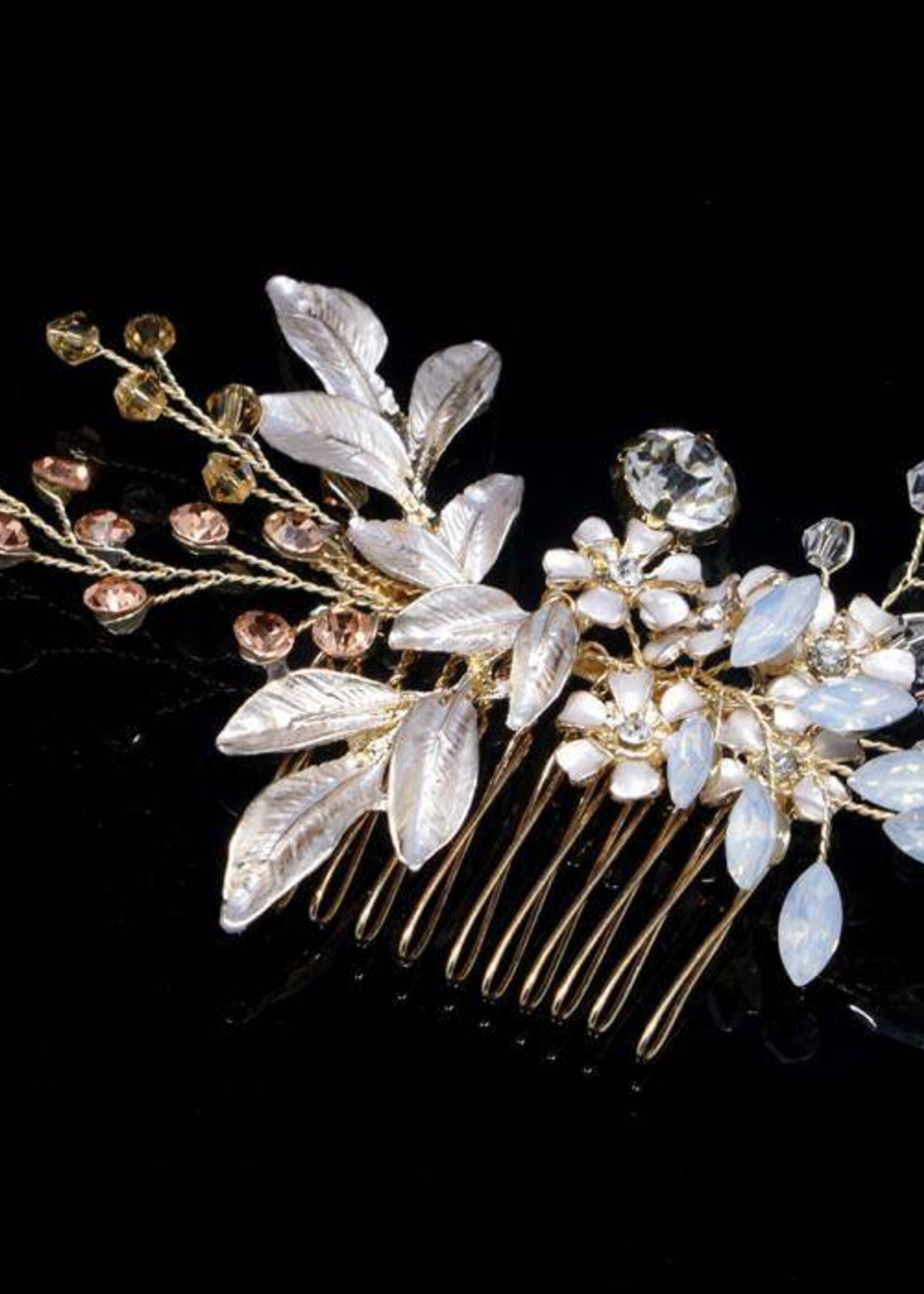 PaCaZa PaCaZa - Goudkleurige Haarkam met Bloemen