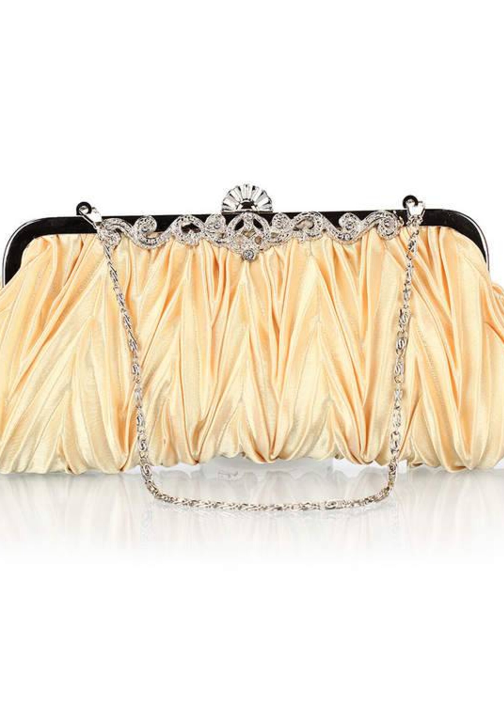 PaCaZa PaCaZa - Klassiek Bruidstasje - Clutch - Champagne / Beige