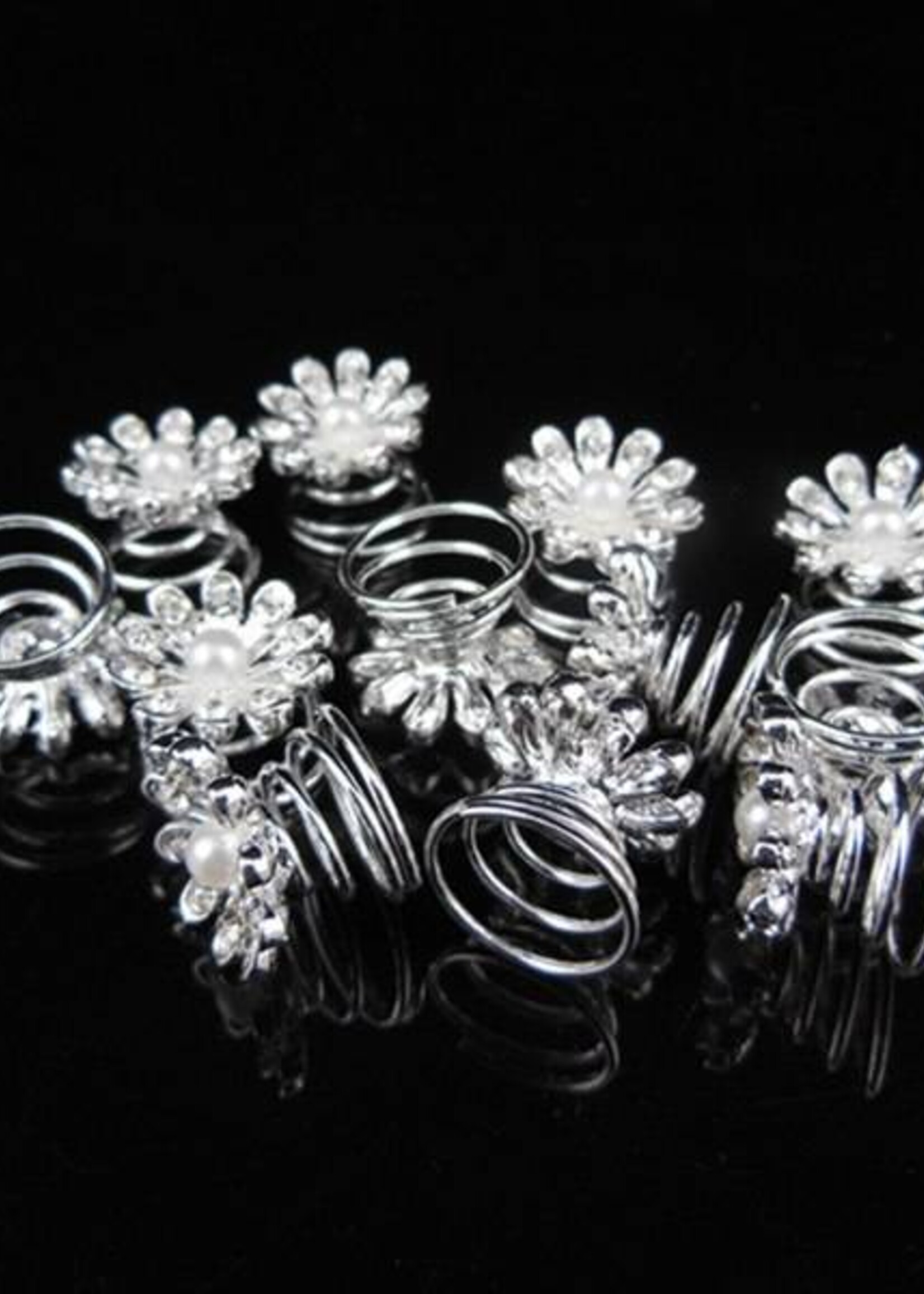 PaCaZa PaCaZa - Fonkelende Curlies met Pareltje - 6 stuks - Elegante Bruidsaccessoire