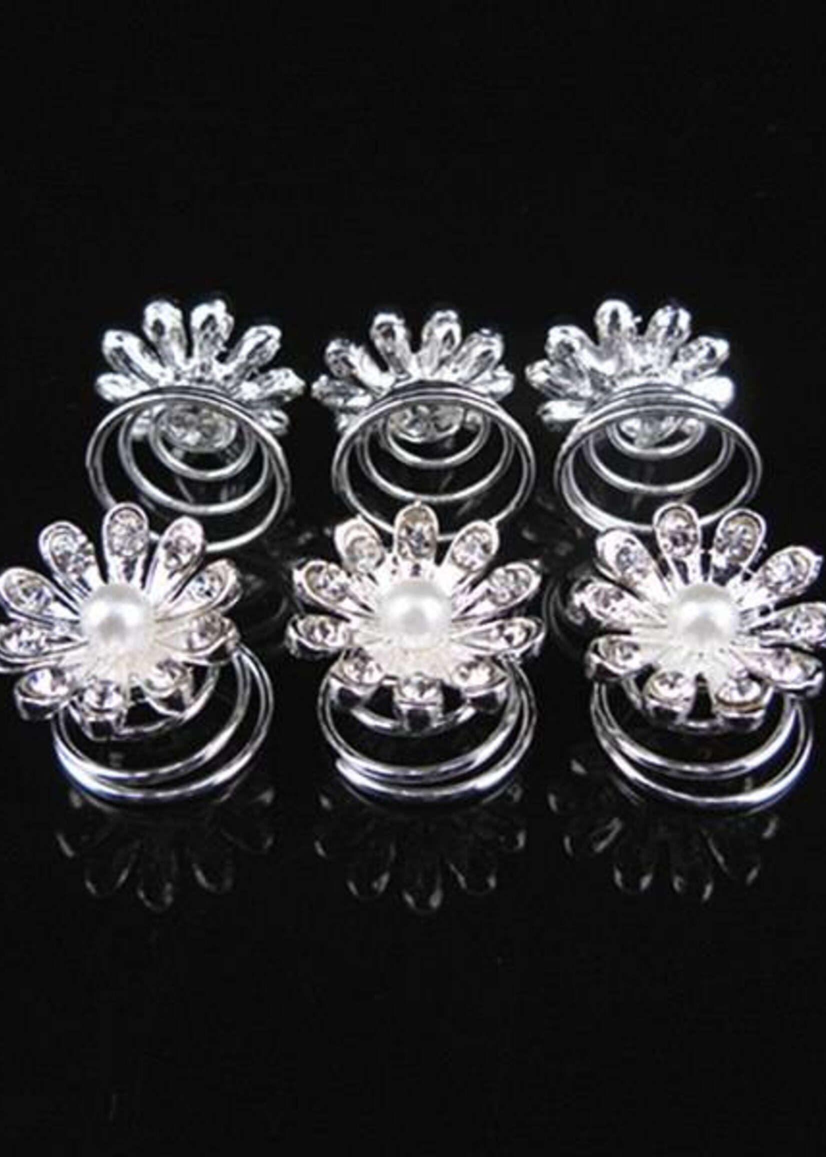 PaCaZa PaCaZa - Fonkelende Curlies met Pareltje - 6 stuks - Elegante Bruidsaccessoire