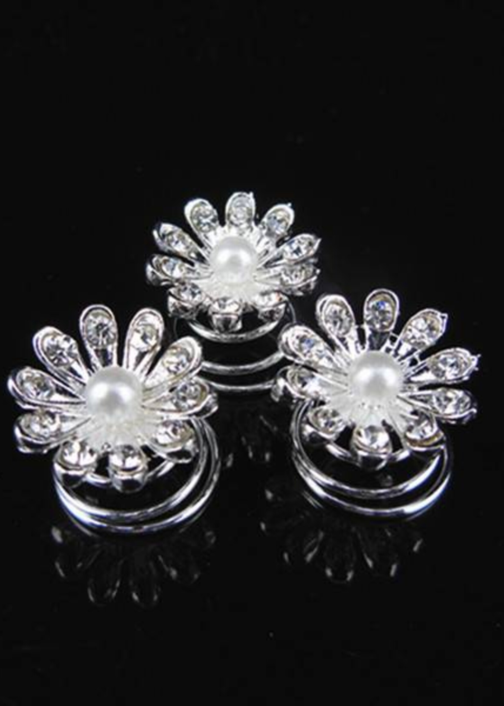 PaCaZa PaCaZa - Fonkelende Curlies met Pareltje - 6 stuks - Elegante Bruidsaccessoire
