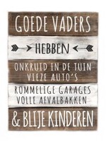 BonTon Houten Tekstplank / Tekstbord 40 x 30 cm "Goede Vaders...." - Kleur Naturel en Antique White