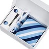 PaCaZa PaCaZa - Elegante Stropdas Set in Geschenkdoos - inclusief Manchetknopen, Pochet en Dasspeld - K07 - Blauw