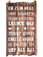 BonTon Houten Tekstplank / Tekstbord 55 x 30 cm "Er zijn heel veel vaders..." - Kleur Naturel