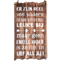 BonTon - Houten Tekstplank / Tekstbord 55 x 30 cm "Er zijn heel veel vaders..." - Kleur Naturel