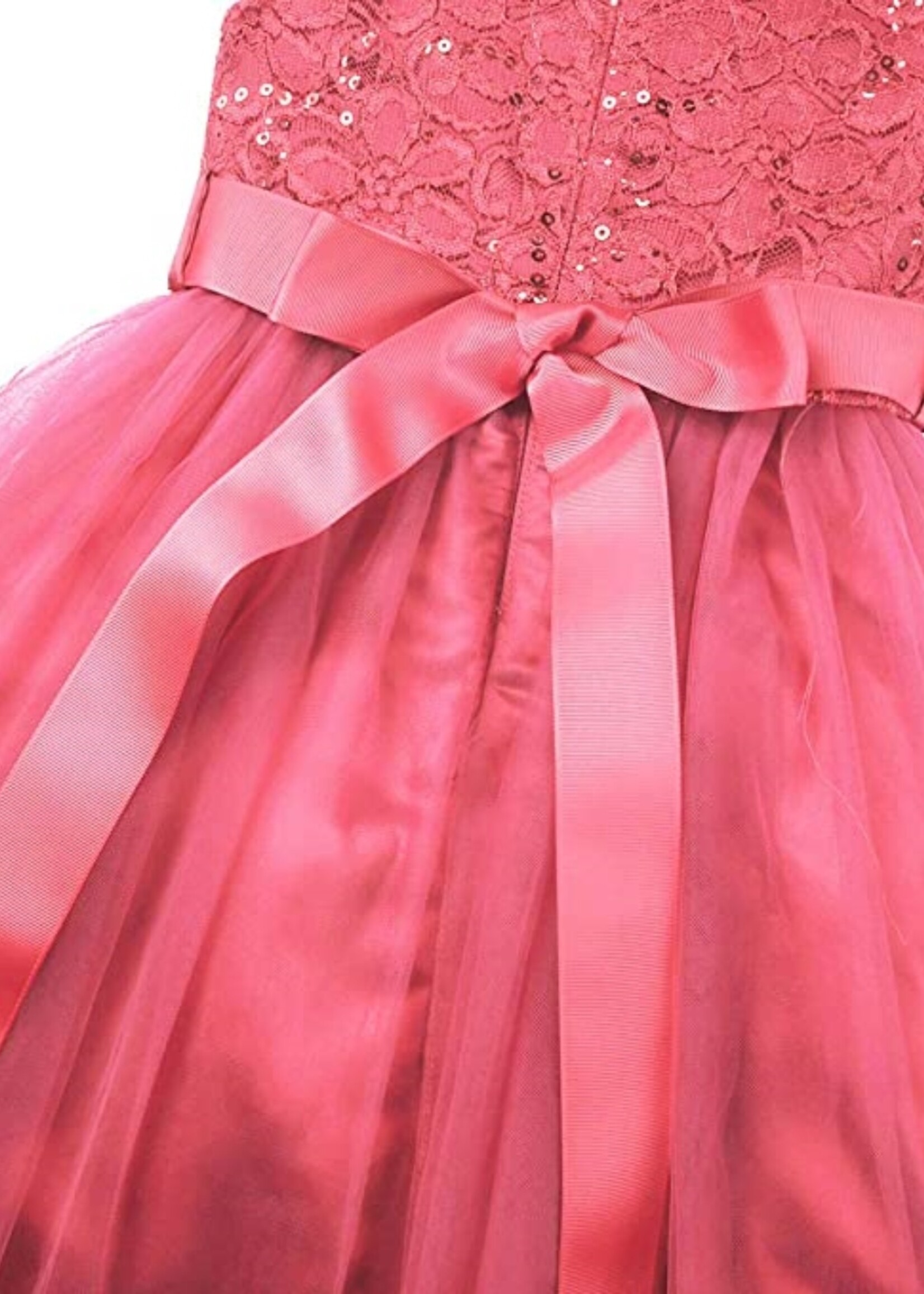 PaCaZa PaCaZa Communiejurk / Bruidsmeisjesjurk Maud - Roze / Rood / Oranje - Maat 146/152