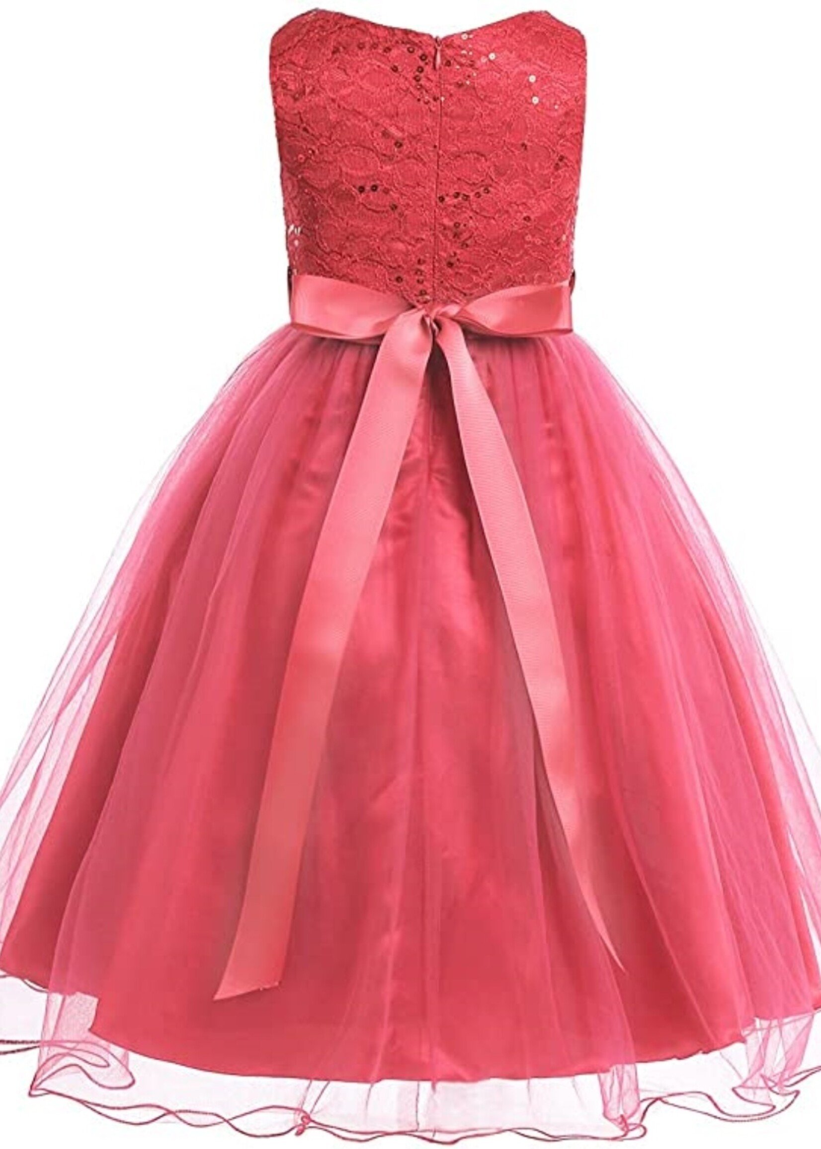 PaCaZa PaCaZa Communiejurk / Bruidsmeisjesjurk Maud - Roze / Rood / Oranje - Maat 158/164