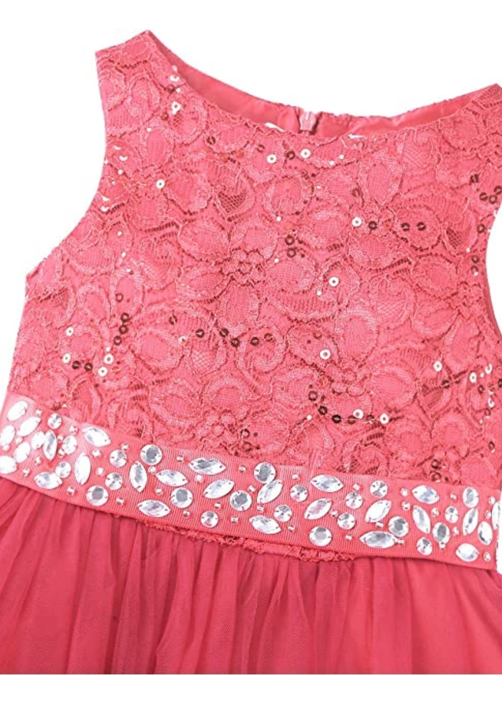 PaCaZa PaCaZa Communiejurk / Bruidsmeisjesjurk Maud - Roze / Rood / Oranje - Maat 158/164