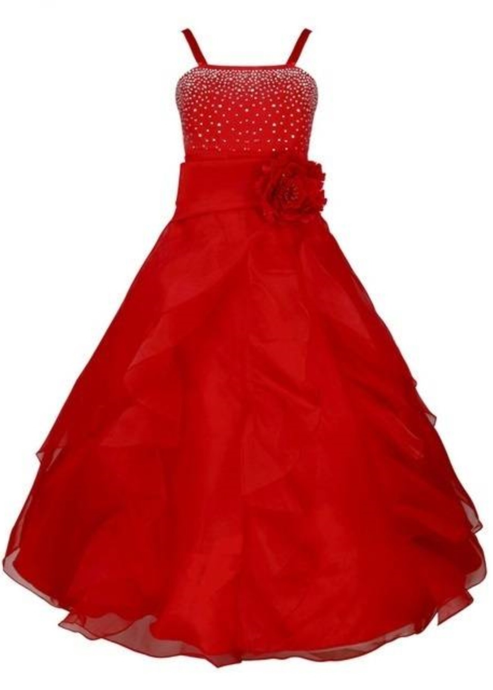PaCaZa PaCaZa Communiejurk / Bruidsmeisjesjurk Lisa - Rood - Maat 98/104