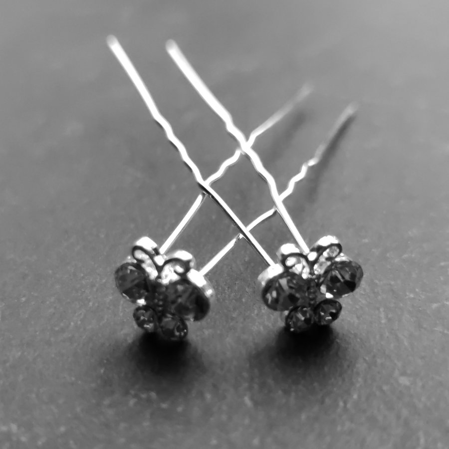 PaCaZa - Zilverkleurige Hairpins - Vlindertje - Diamantjes - 5 stuks-2