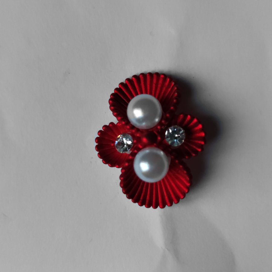 PaCaZa - Zilverkleurige Hairpins - Rood - Diamantjes - Ivoorkleurige parel - 5 stuks-3