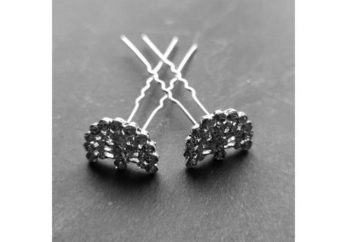 Zilverkleurige Hairpins - Pauw - Diamantjes - 5 stuks 