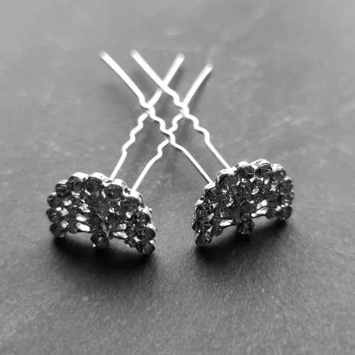 Zilverkleurige Hairpins - Pauw - Diamantjes - 5 stuks 