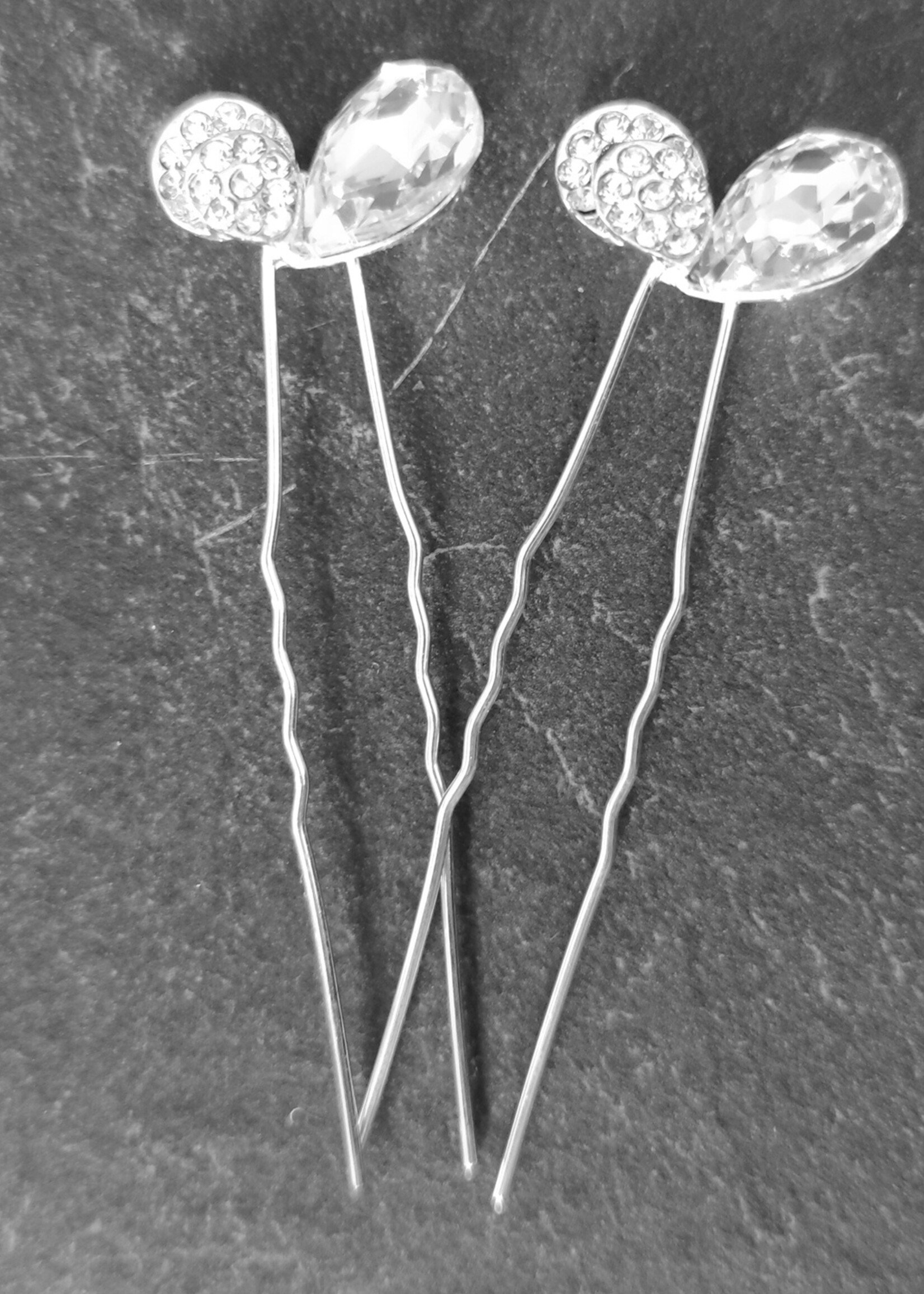 PaCaZa PaCaZa Elegant Hairpins - Bruid - Zilverkleurig met Hart en Diamant - 5 stuks