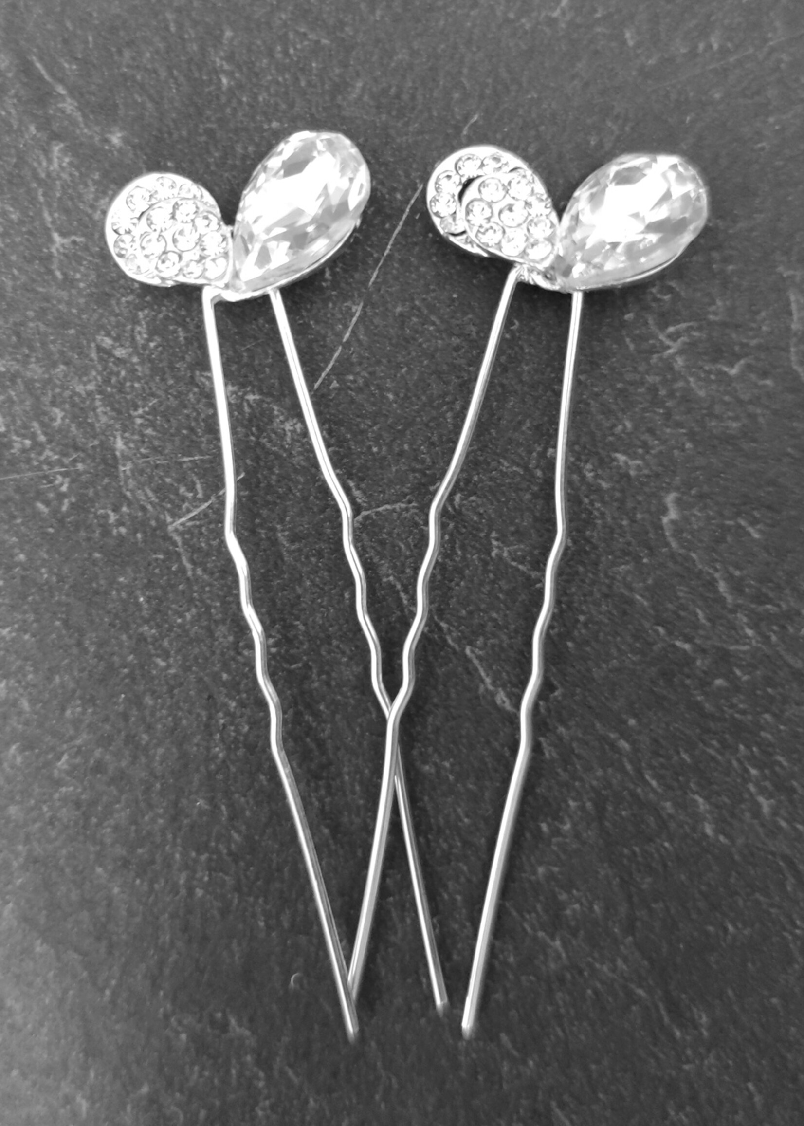 PaCaZa PaCaZa Elegant Hairpins - Bruid - Zilverkleurig met Hart en Diamant - 5 stuks